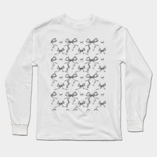 Aesthetic Black and White Ribbons and bows in watercolor Long Sleeve T-Shirt